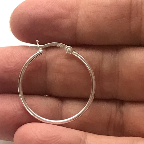 NWT Sterling silver hinged snap hoops,  25mm or 1" - Picture 6 of 6
